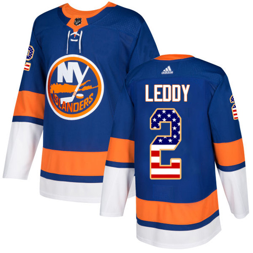 Adidas Islanders #2 Nick Leddy Royal Blue Home Authentic USA Flag Stitched NHL Jersey - Click Image to Close